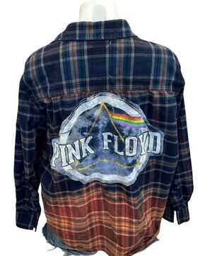 Pink Floyd Plaid Flannel Shirt MEDIUM Oversize Unique Dark Side of the Moon